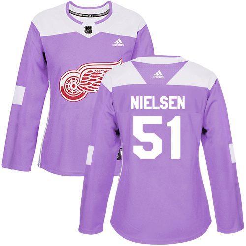 Adidas Red Wings #51 Frans Nielsen Purple Authentic Fights Cancer Women's Stitched NHL Jersey